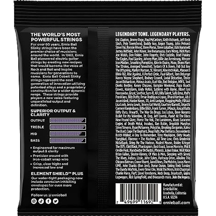 Ernie Ball Ultra Slinky Cobalt E-Gitarrensaiten, Stärke 10–48, erhöhte Leistung durch Cobalt-Legierung und transparente Höhen – Bild 2