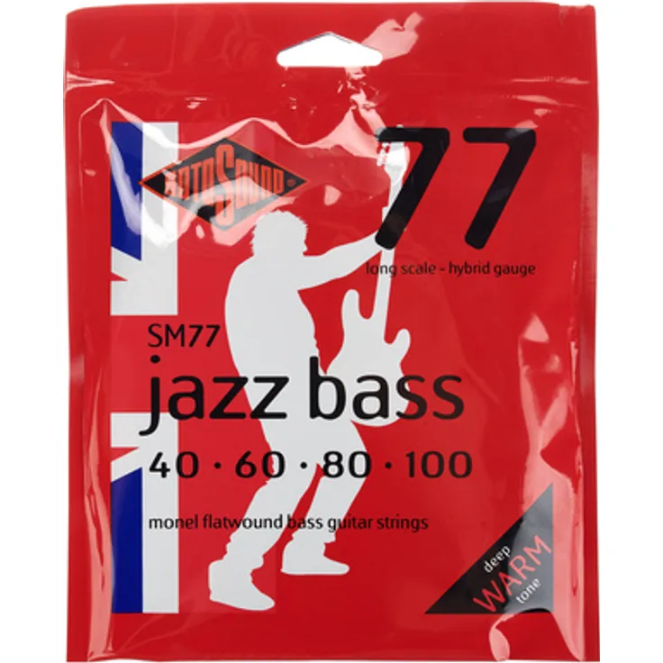 Rotosound SM77 Jazz Bass, E-Bass Saiten, 4-Saiter Satz, Flat Wound, Long Scale, Saitenstärken .040" - .100"