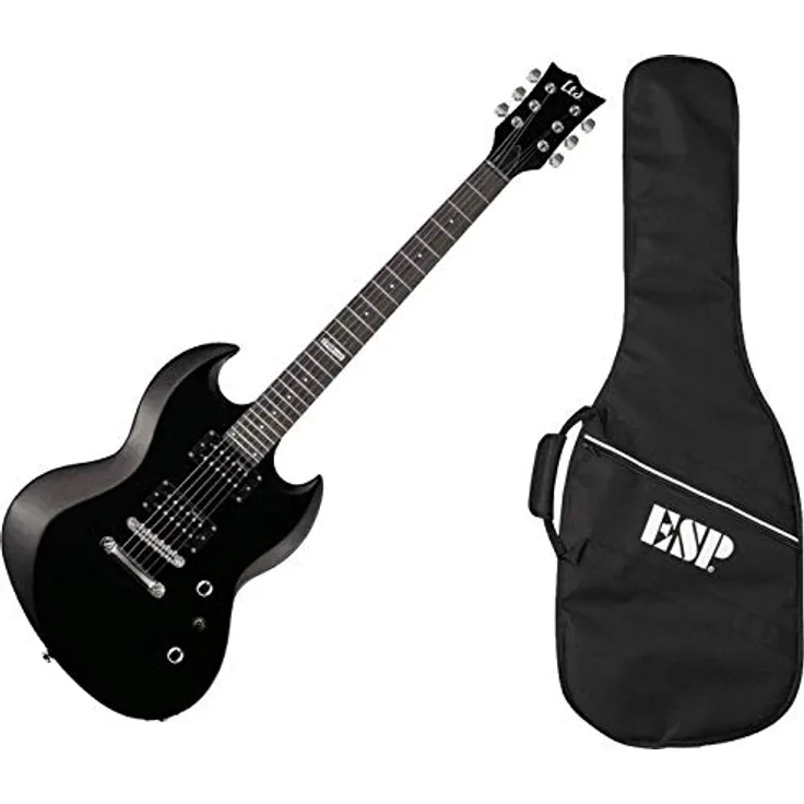 ESP GUITARS E-Gitarre LTD Viper 10, SG Style in Schwarz, Lindenkörper, Ahorn-Griff, Mikro-Heizungen LH-100N / LH-100B
