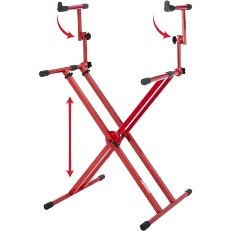 Gator Frameworks GFW-KEY-5100XRED "X" Style Keyboard Stand, Heavy-Duty 2 Tier, rot – Bild 1
