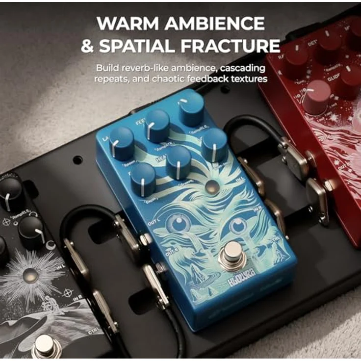 Klowra Rilium Stereo Delay, Multi-Head Delay-Pedal für E-Gitarre mit Tap Tempo und 24-Bit Audioqualität – Bild 4