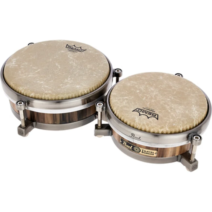 Pearl 7" & 8,5" Travel Bongo PTB-785/510, kompakte Bongo mit massivem Holzkessel aus Thai Oak, Remo Fiberskyn 3 Fell, inkl. Stimmschlüssel