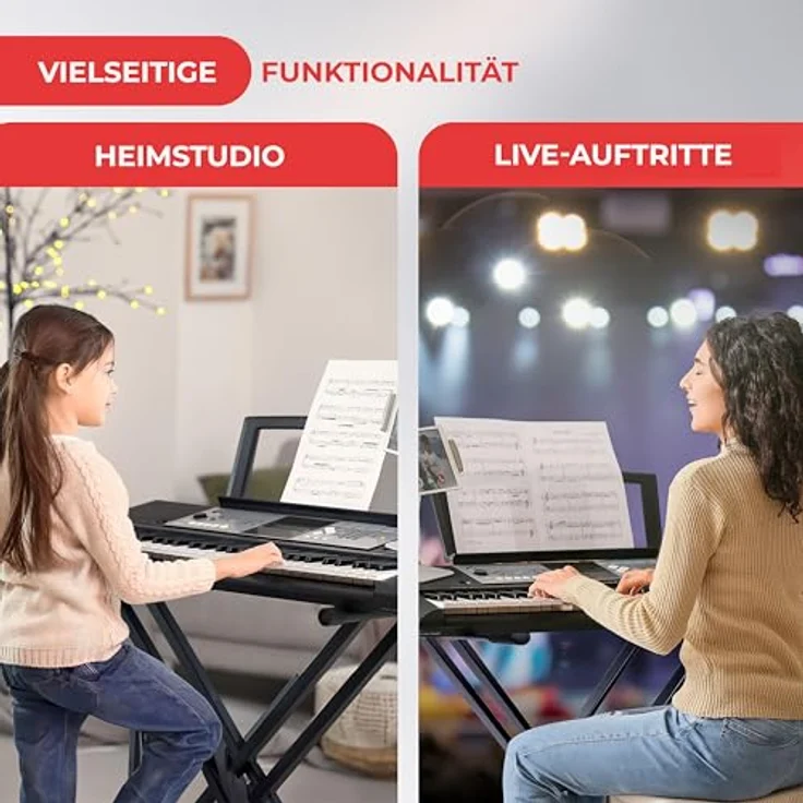 Pyle X-Form Keyboard Ständer, Höhenverstellbar und klappbar für E Pianos und Keyboards bis 95 cm, Schwarz – Bild 2