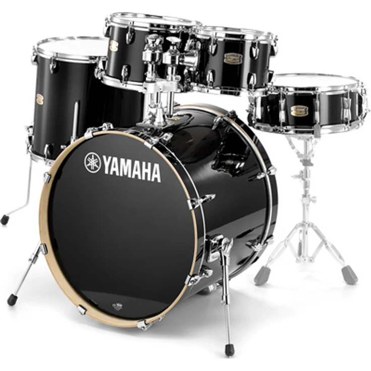 Yamaha Stage Custom Studio -RB, Kesselsatz mit hochglanzlackierten 6-lagigen Birkenholzkesseln, Farbe: Raven Black, inklusive 20"x17" Bass Drum und Y.E.S.S. Tomaufhängungssystem