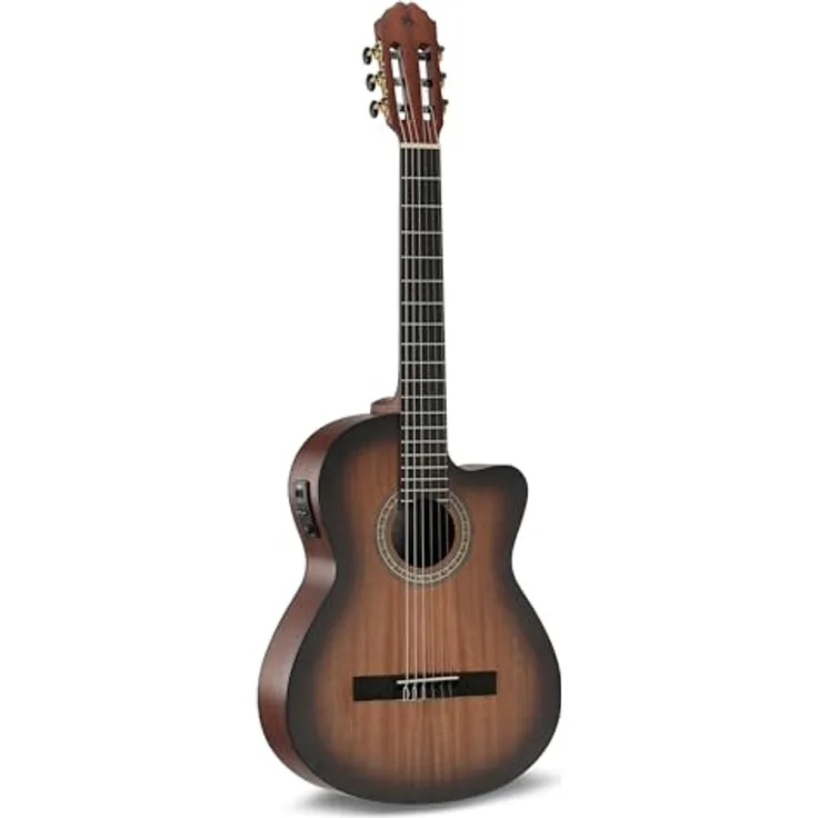 Caballero by Manuel Rodriguez Principio CA-MM E, Konzertgitarre mit Cutaway und Tonabnehmer, Naturholz-Finish, 4/4 Größe, Mahagoni massiven Decke