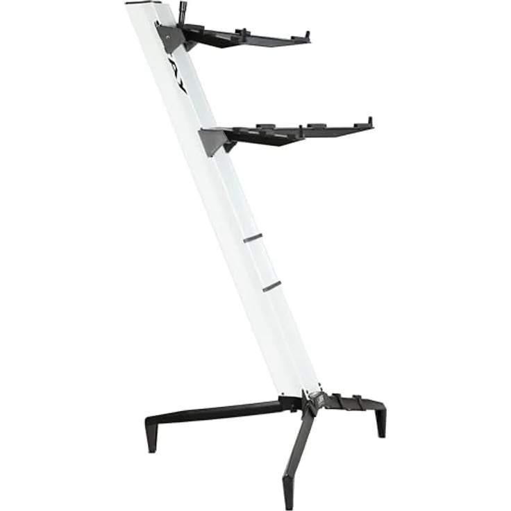 STAY MUSIC Set 2, 2-lagiger Aluminium-Keyboardständer, weiß, höhenverstellbar bis 1100 mm, max. Tragkraft 40 kg pro Ebene, inkl. Tragetasche