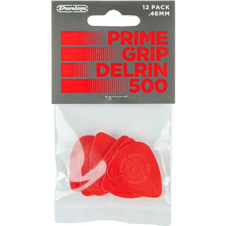 Jim Dunlop Plektrum Delrin 500 Prime Grip, 0,46mm, 12 Stück, schwarz – Bild 1