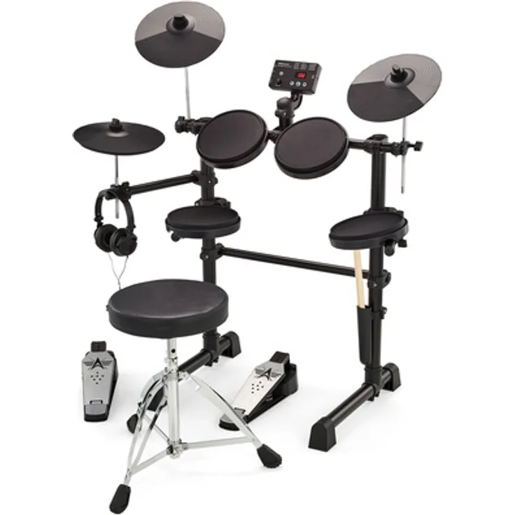 Millenium HD-120 E-Drum Set, kompaktes E-Drumset für Einsteiger, inkl. 12 Drumkits, USB-MIDI, platzsparend, ideal für Kinder, schwarz