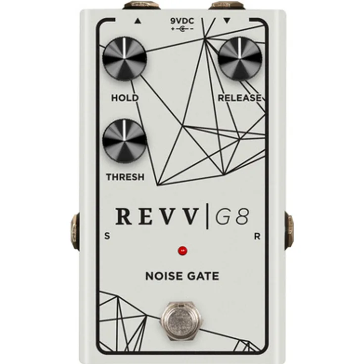 Revv G8 Noise Gate White Pearl LTD, Effektpedal für E-Gitarre mit stufenloser Rauschunterdrückung und Send/Return-Loop
