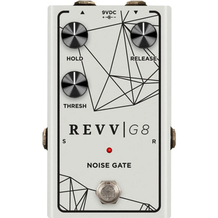 Revv G8 Noise Gate White Pearl LTD, Effektpedal für E-Gitarre mit stufenloser Rauschunterdrückung und Send/Return-Loop