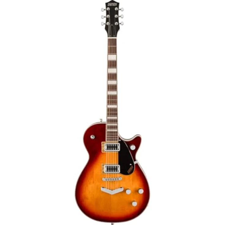 Gretsch G5220 EMTC Jet SWT TEA, E-Gitarre mit Mahagoni-Korpus, Ahorn-Decke, 2x Black Top Broad’Tron Tonabnehmer, Sweet Tea – Bild 2