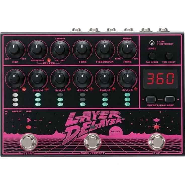 Ibanez LD303 Layer Delayer, Effektpedal für Gitarre mit variabler Lautstärkeregelung, Stereo-Ein-/Ausgang und MIDI-Funktion, 20 Presets – Bild 1
