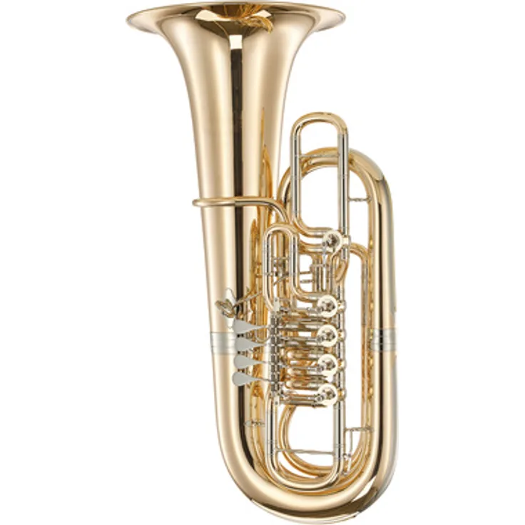 B&S 3099/2/WG-L (PT-10) F-Tuba, Goldmessing mit 5 Drehventilen und Gigbag