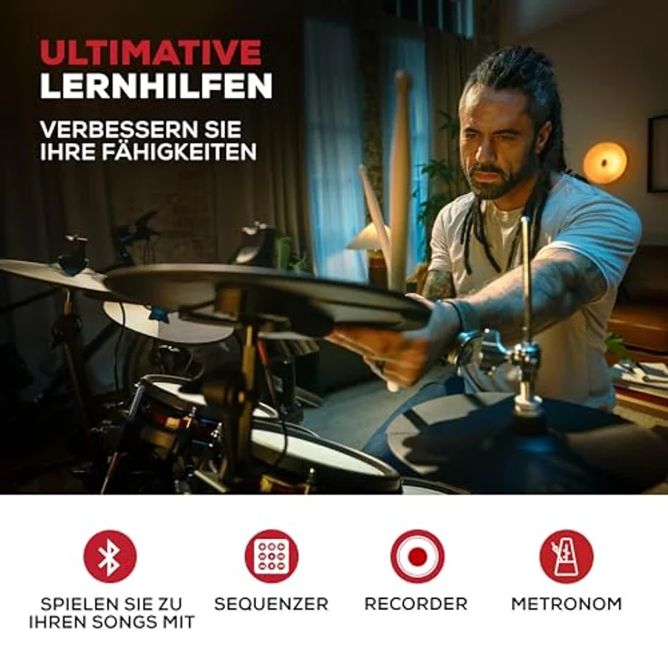 Alesis Nitro Ultimate Drum Kit, E-Drum Set mit 10" 2-Zonen Mesh Snare, Bluetooth Audio Streaming und 640+ Sounds – Bild 9