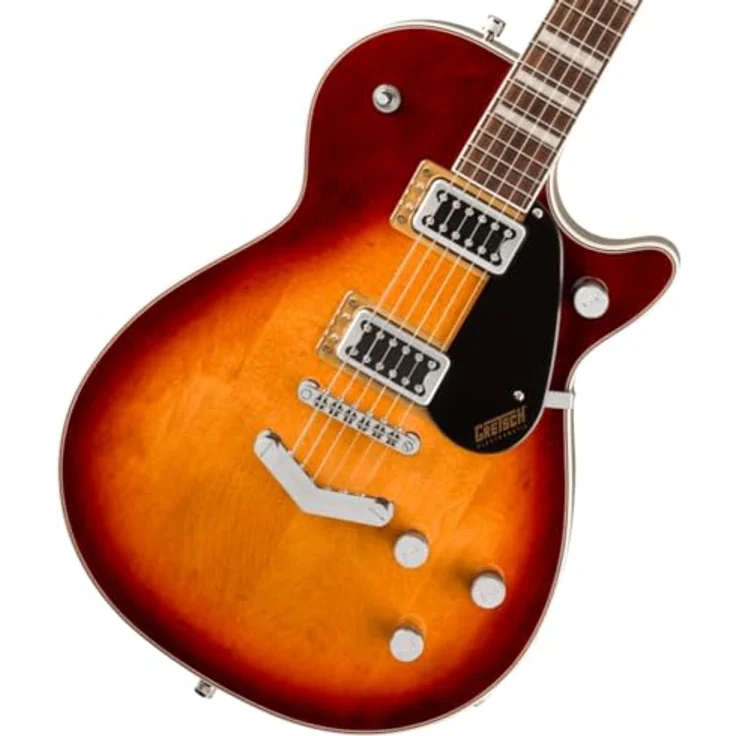 Gretsch G5220 EMTC Jet SWT TEA, E-Gitarre mit Mahagoni-Korpus, Ahorn-Decke, 2x Black Top Broad’Tron Tonabnehmer, Sweet Tea – Bild 1