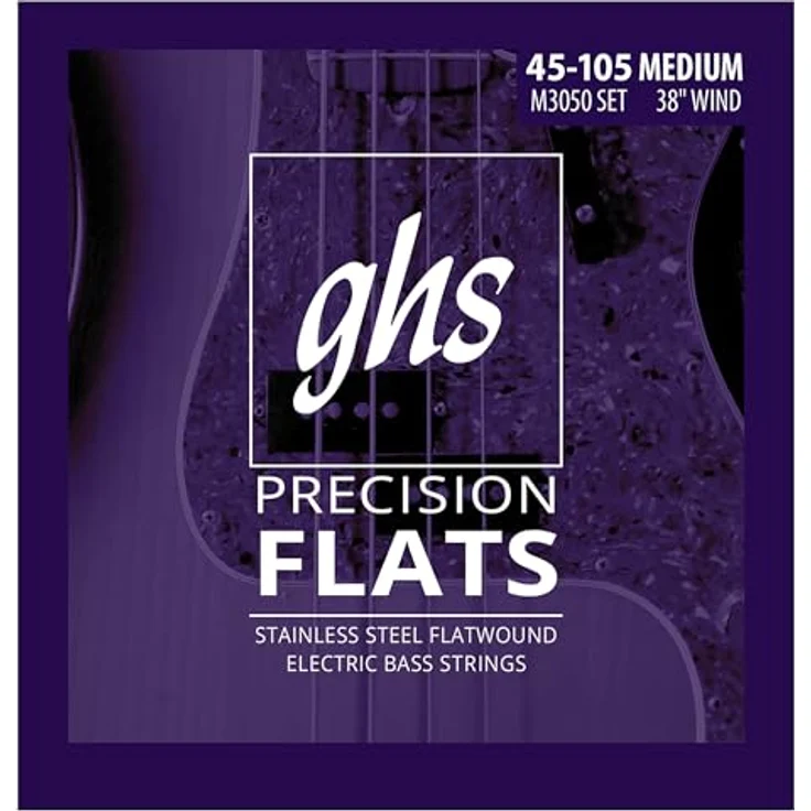 GHS 3050M Flatwound, Bass Saiten Satz, Long Scale Plus 34"-36", Stärken .045 - .065 - .085 - .105, winding length 38" – Bild 1