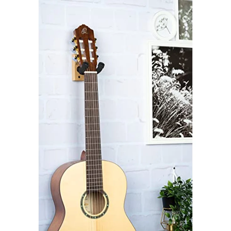Ortega Guitars OGH-1NT, Wandaufhängung aus Holz mit Schaumstoff-Halsträger für Gitarren und Bässe, natur – Bild 4