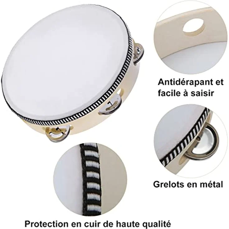 MIVIDE 3-teiliges Tambourin-Set, Holz Handtrommel für Erwachsene, mit 6 Zoll, 7 Zoll und 10 Zoll Durchmesser, hervorragender Klang und leicht spielbar – Bild 2