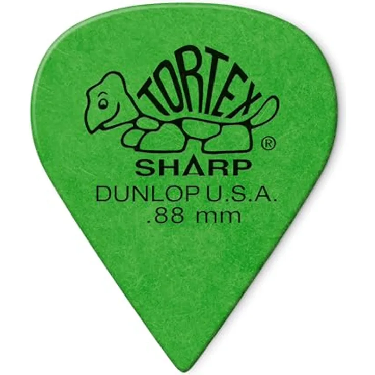 Jim Dunlop Plektrum Tortex Sharp 0,88mm, 12er Pack, hochdichtes Material, minimaler Verschleiß, hergestellt in den USA