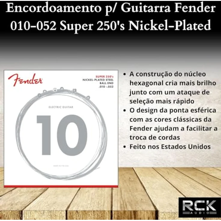 Fender Super 250 Gitarrensaiten für E-Gitarre, Nickelbeschichteter Stahl, Ballend, Gauge .010-.052, Set mit 6 Saiten – Bild 2