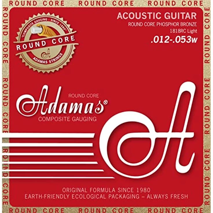 Adamas 1818RC Round Core String Set, Westerngitarrensaiten aus Phosphor Bronze, Saitenstärken .012 - .053 – Bild 1