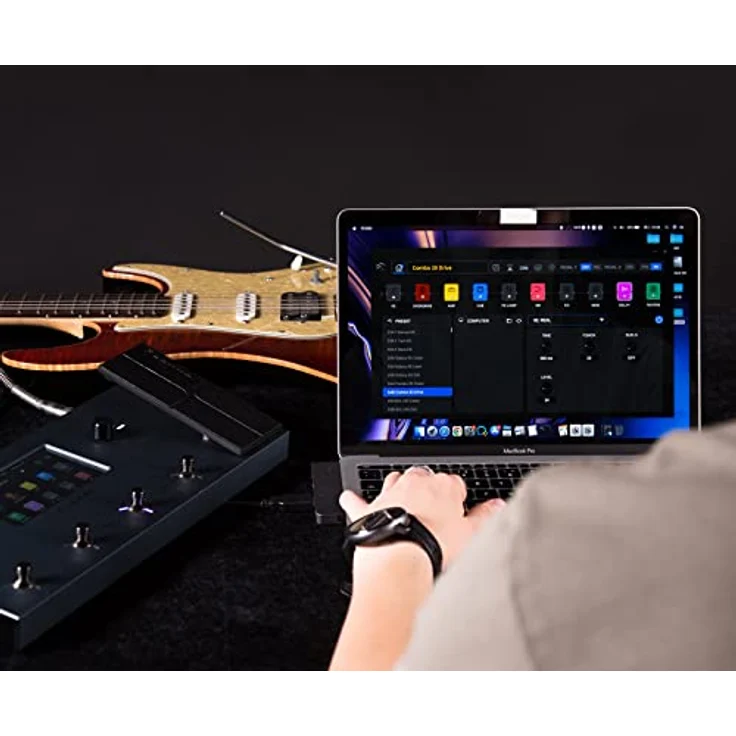 Flamma FX200 Multi FX, Gitarren-Multieffekt-Pedal mit 5"-LCD-Touchscreen, 58 Amp-Modellen, 160 Effekten und USB-C-Anschluss – Bild 4