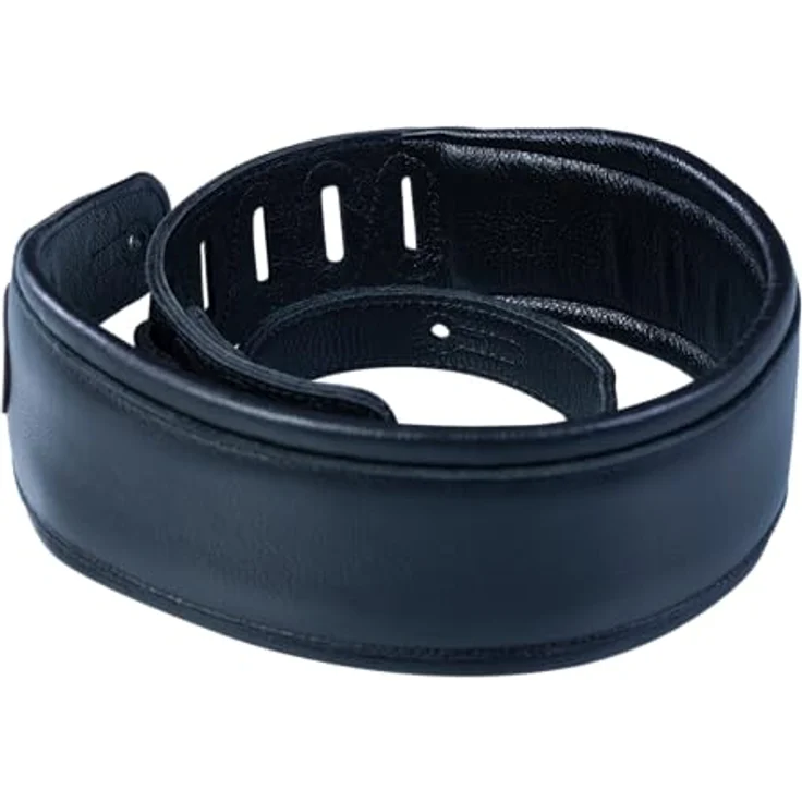 Levys Padded Garment Leather Strap 3" BK, Gitarrengurt aus Bekleidungsleder, verstellbar von 94 cm bis 130 cm, schwarz – Bild 4