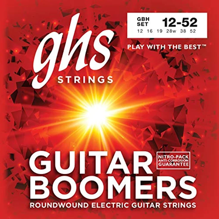 GHS GB H Boomers, Saiten Set für E-Gitarre, Nickel Roundwound, Stärke 012-016-019-028-038-052, heller langlebiger Ton – Bild 2