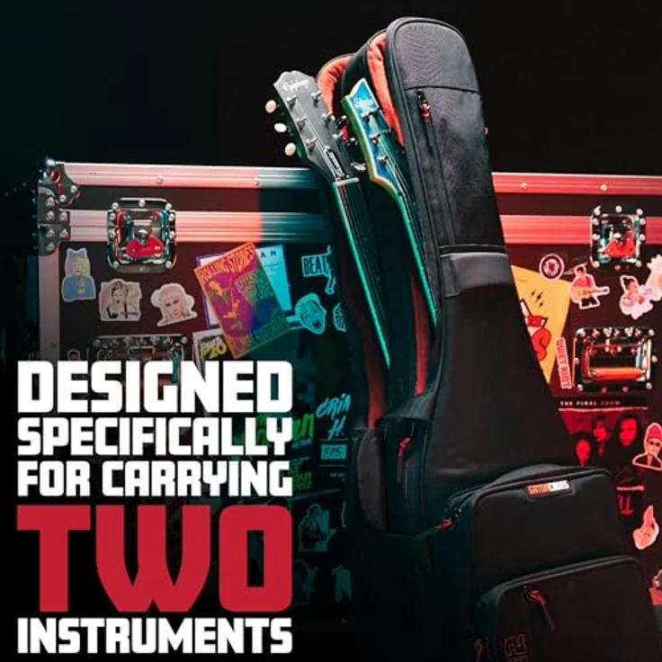 Gator Icon 2 E-Gitarren Gigbag, schwarz, für 2 Gitarren mit versteckten Rucksackgurten und abnehmbarer Nackenstütze – Bild 2