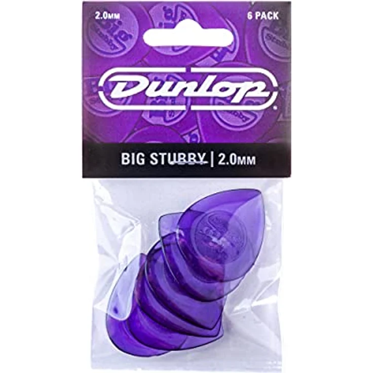 Jim Dunlop Plektrum Big Stubby 2,00mm, 6 Stück, konturiert für sanften Release, aus Lexan für besseren Grip – Bild 4