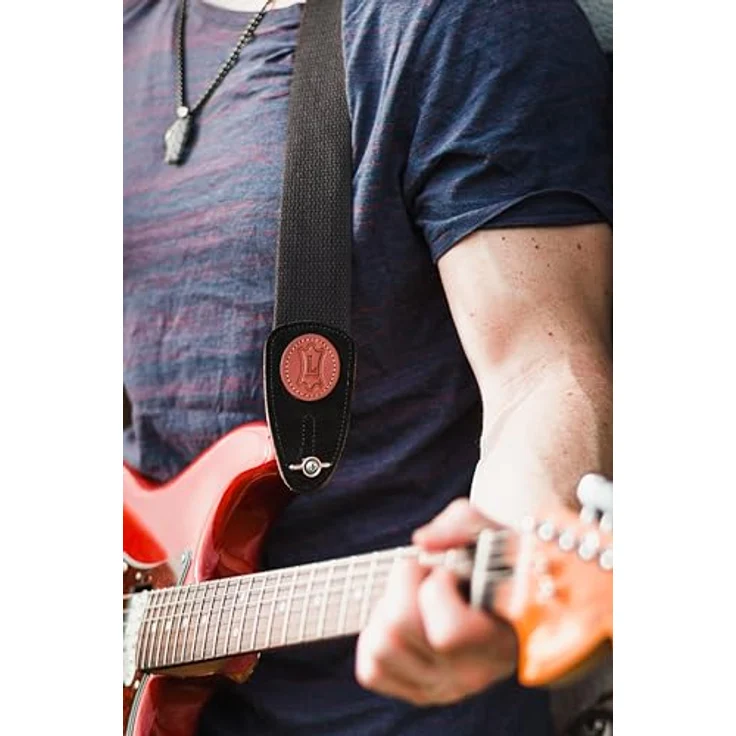 Levys Classic Cotton Strap 2", Gitarrengurt aus schwarzer Baumwolle mit Wildleder-Endstück, verstellbar von 85 cm bis 155 cm – Bild 6