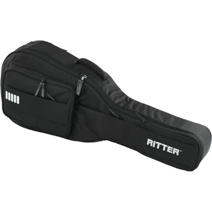 Ritter Arosa Dreadnought Guitar SBK, Gitarrentasche für Dreadnought Gitarre, 33 mm Polsterung, reflektierende Streifen, strapazierfähiges Polyester, Farbe: sea ground black
