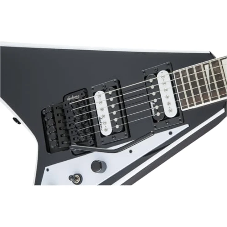 Jackson JS32 Rhoads AH BK, E-Gitarre mit Pappel-Korpus, Ahorn-Hals, Floyd Rose Tremolo, Schwarz mit weißen Bevels – Bild 6