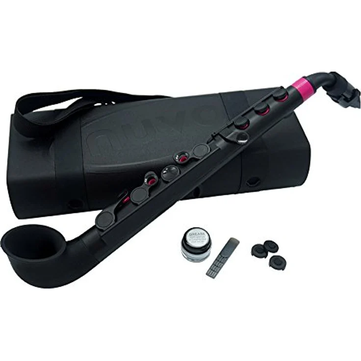 Nuvo jSAX 2.0, Saxophon in C mit ABS/Silikon-Konstruktion, schwarz-pink, inkl. Kunststoffblätter und Etui – Bild 1