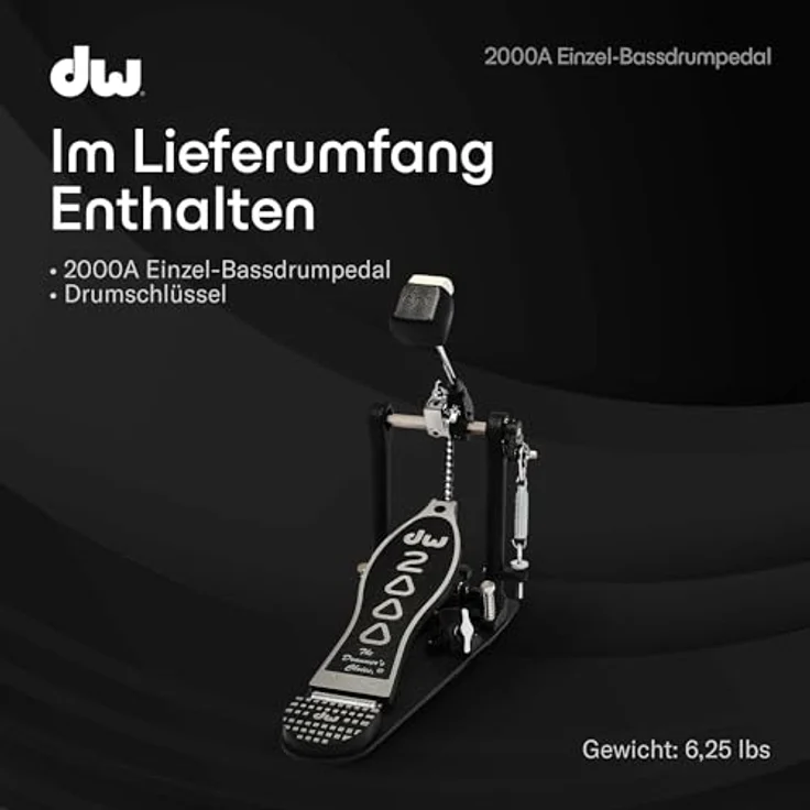 DW 2000A Single Bass Drum Pedal, Einzelfußmaschine mit Accelerator Antrieb und einstellbarem Fußbrettwinkel, inklusive 2-Way DW101 Beater – Bild 6