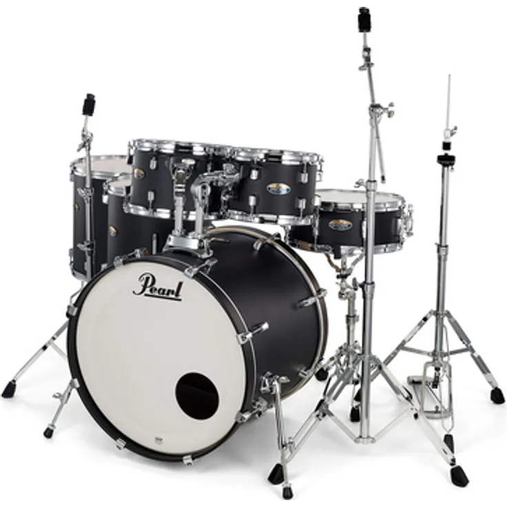 Pearl Decade Maple 6pc Schlagzeugset, 22" Bass Drum, 10" und 12" Tom Toms, 14" und 16" Stand Toms, 14" Snare Drum, Satin Black