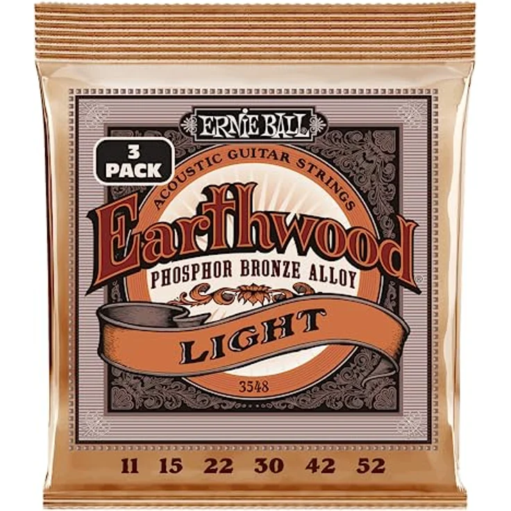Ernie Ball Earthwood Light Akustik-Gitarrensaiten, Phosphor-Bronze, 3er Pack, Stärke 11–52, warmer Klang mit hervorragender Projektion – Bild 1