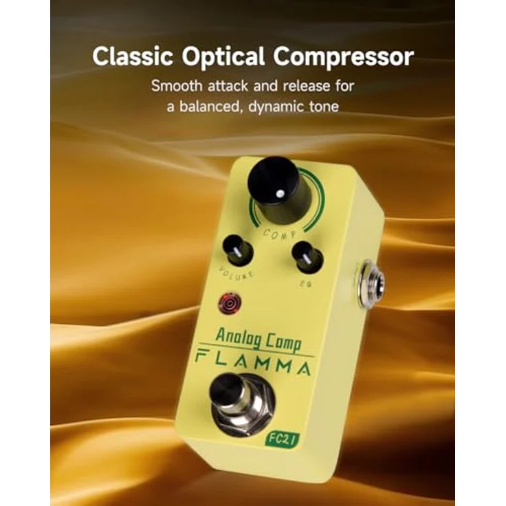 Flamma FC21 Optical Compressor, analoges Effektgerät mit Kompression, Comp, Volume EQ Regler, True Bypass, robustes Metallgehäuse – Bild 2