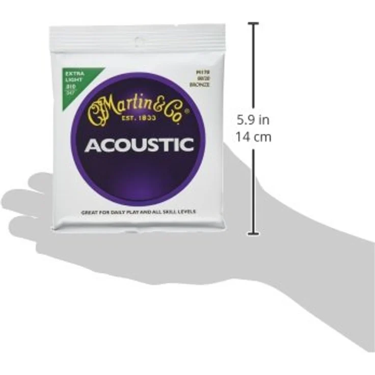 Martin Gitarrensaiten für Akustikgitarren, 80/20 Bronzeumwicklung, Extra Light 0.010 - 0.047, Hergestellt in Mexiko – Bild 3
