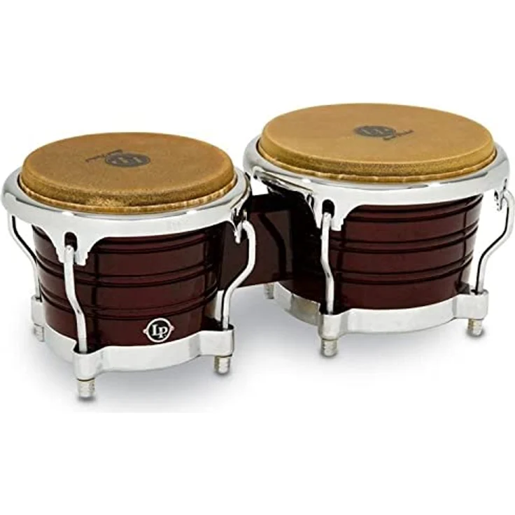 LP LP201AX-2DW Generation II Bongo Set aus Siam Oak mit Comfort Curved II Spannreifen, Chrom Hardware, Durchmesser 7 1/4" + 8 5/8", Höhe 17cm, Farbe Wine Red – Bild 1