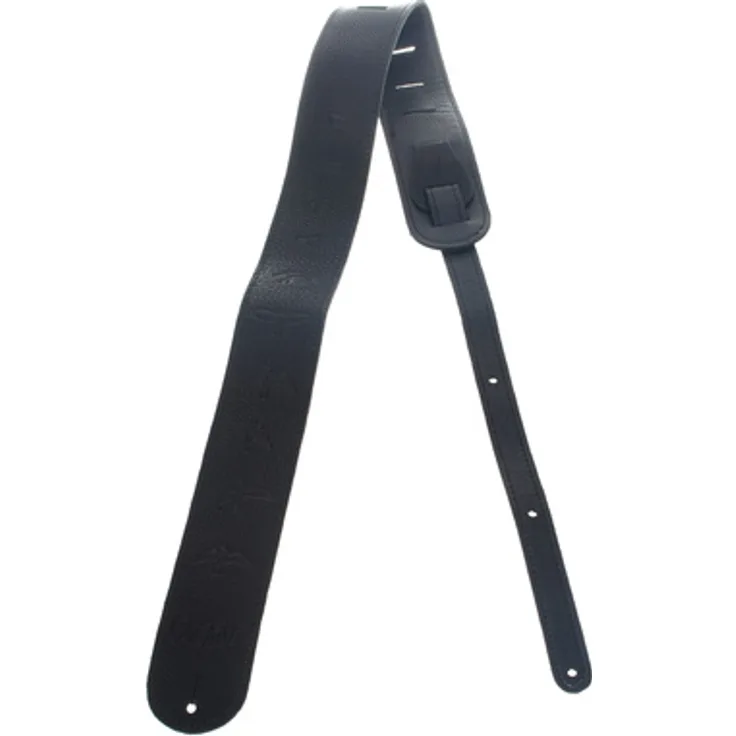 PRS Gurt ACC-3119, Gitarrengurt aus Leder, schwarz mit geprägten Vögeln, maximale Länge 90 cm, Breite 6 cm