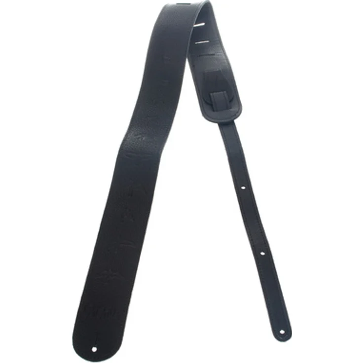 PRS Gurt ACC-3119, Gitarrengurt aus Leder, schwarz mit geprägten Vögeln, maximale Länge 90 cm, Breite 6 cm