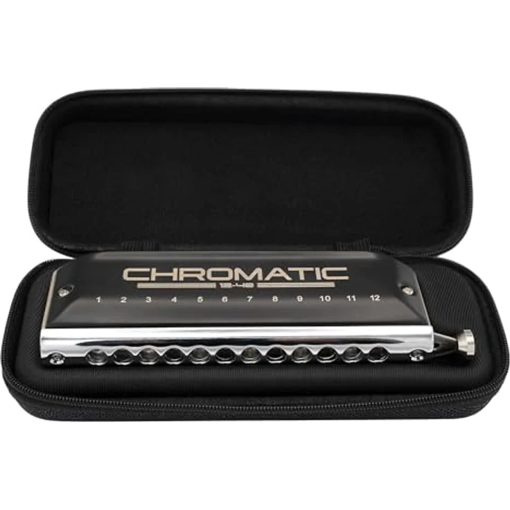 Cascha HH-2290 Chromatische Mundharmonika, 12 Kanzellen, 48 Töne, Tonart C, inklusive Softcase und Putztuch – Bild 2
