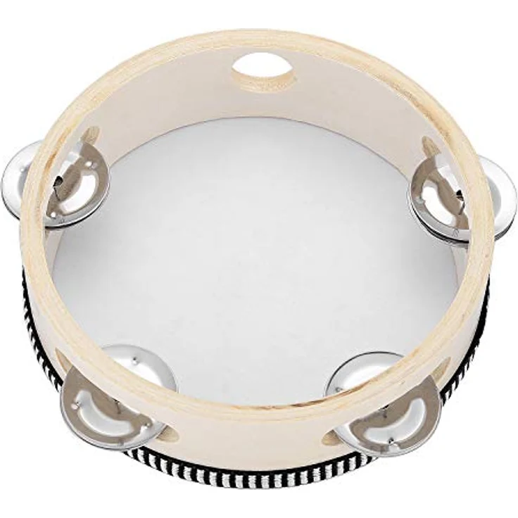 Musfunny Tamburin Kinder, 15 cm handliches Tambourine aus Holz mit Metal Jingles für melodische Klänge – Bild 4
