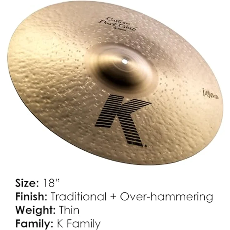 Zildjian 18" K-Custom Dark Crash, Schlagzeugbecken mit trockenen, trashy Obertönen und schneller Ansprache – Bild 2