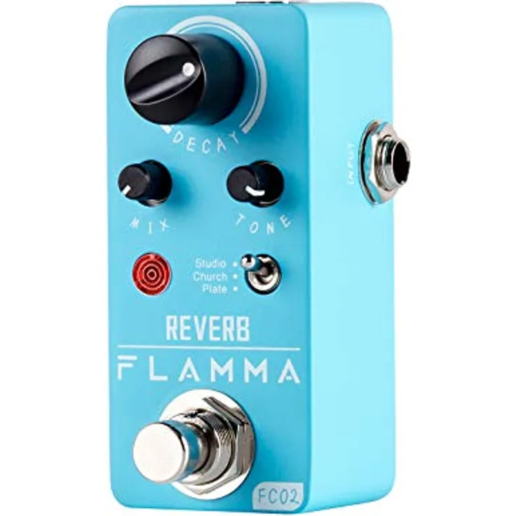 Flamma FC02 Reverb, Reverb-Pedal mit Studio, Church und Plate Effekten, echtes Metallgehäuse