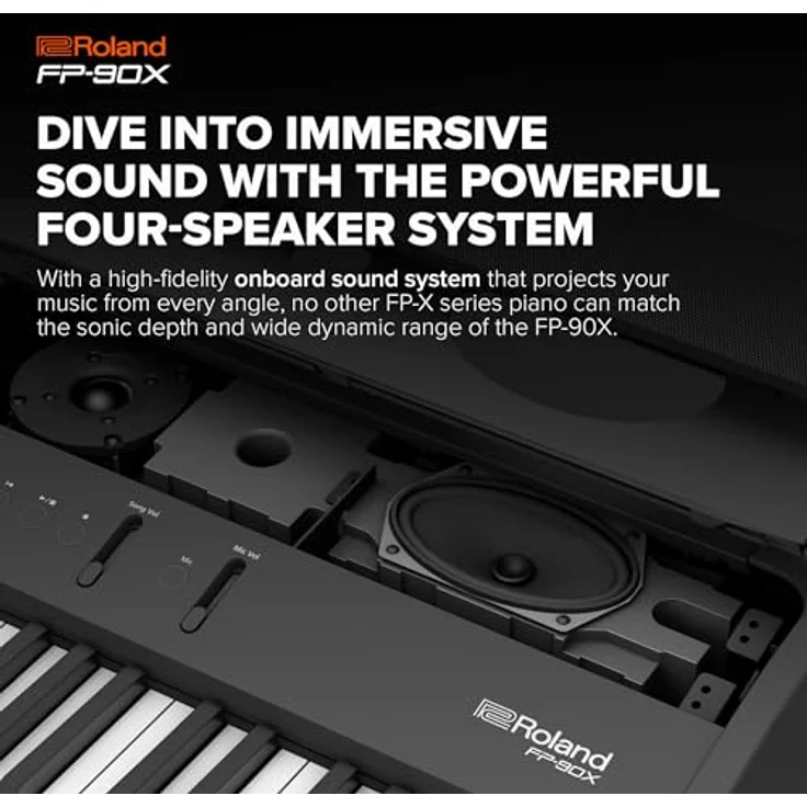 Roland FP-90X Digital Piano, tragbares Flaggschiff mit PureAcoustic Piano-Modelling und PHA-50 Hybrid-Tastatur, Schwarz – Bild 4