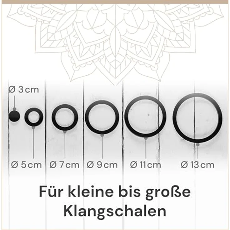Avanda Klangschalen O-Ringe-Set, 6 Untersetzer von Ø 3 bis 13 cm für sicheren Stand und mehr Klang – Bild 5