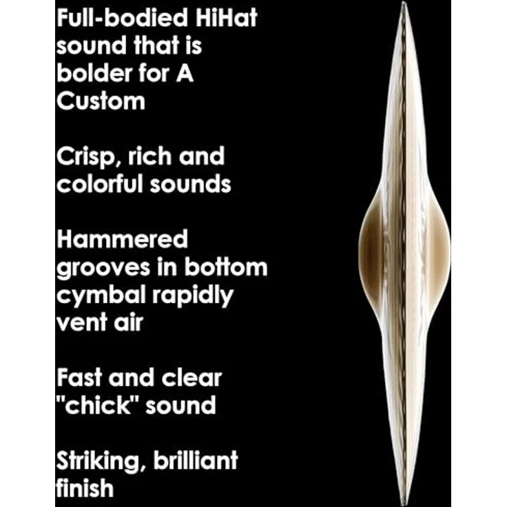 Zildjian A Custom Series - 14 Zoll Mastersound Hi-Hat Cymbals, Kupfer/Zinn-Legierung, mittleres dünnes Gewicht – Bild 4