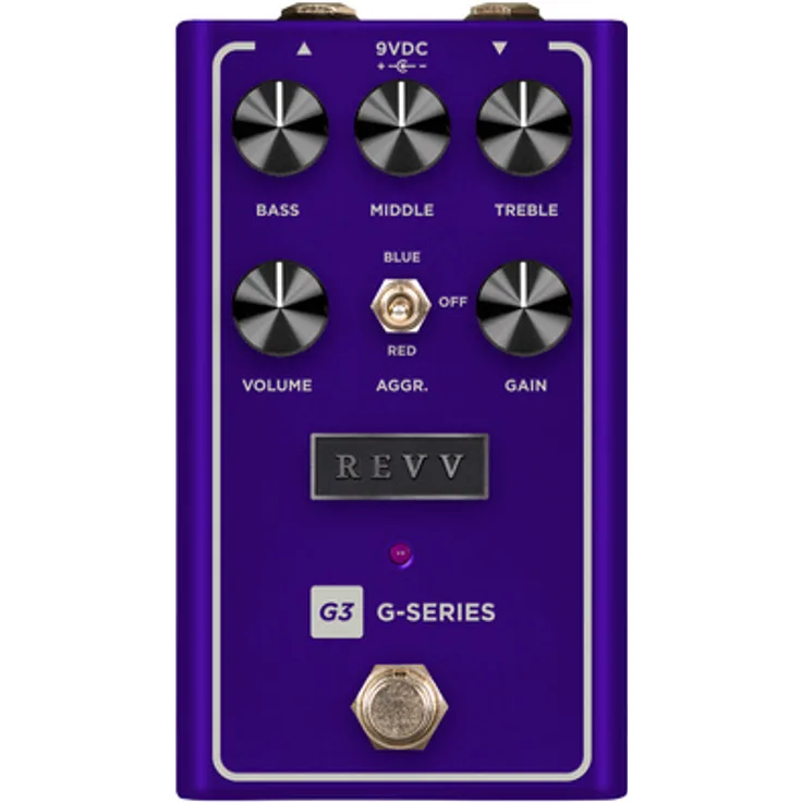 Revv G3 V2 Distortion, Overdrive-Pedal mit tightem und klarem Distortion-Sound, aggressionsschalter (Rot/Off/Blau)